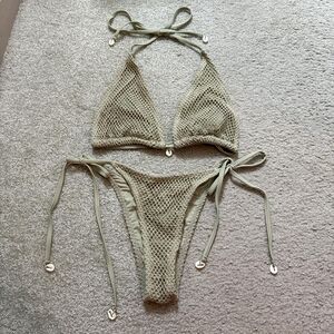 Mesh and Shell detail green bikini - Small